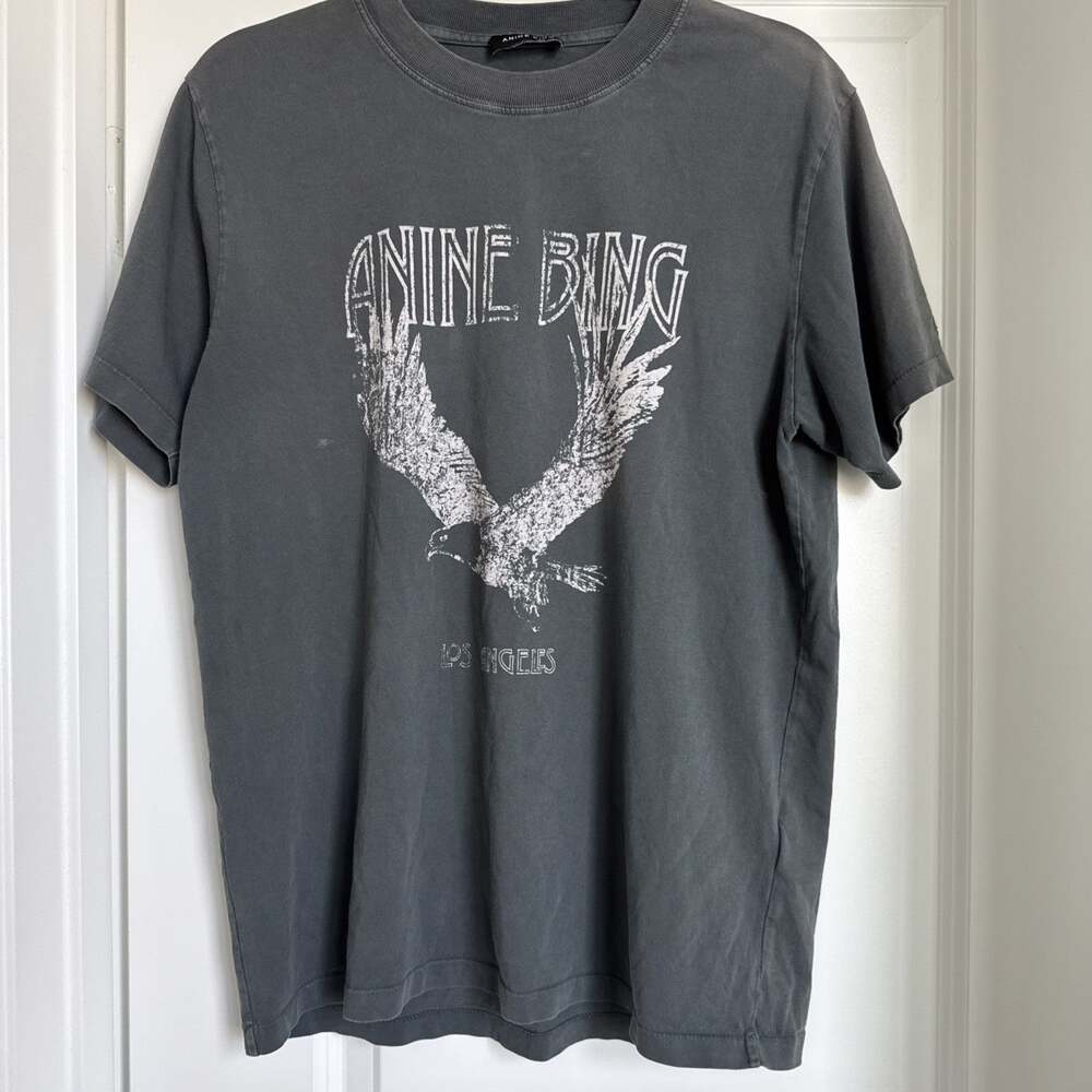 Anine Bing 100% Cotton Short Sleeve Logo Tshirt Size Medium *READ
